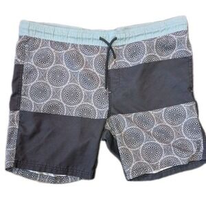 Valor Mens XL Board Shorts Patchwork Logo Gray & Green Geometric Beachy Summer